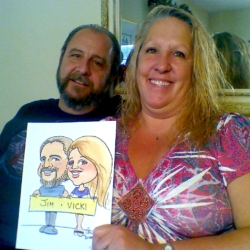 Jim and Vicki's caricature drawing