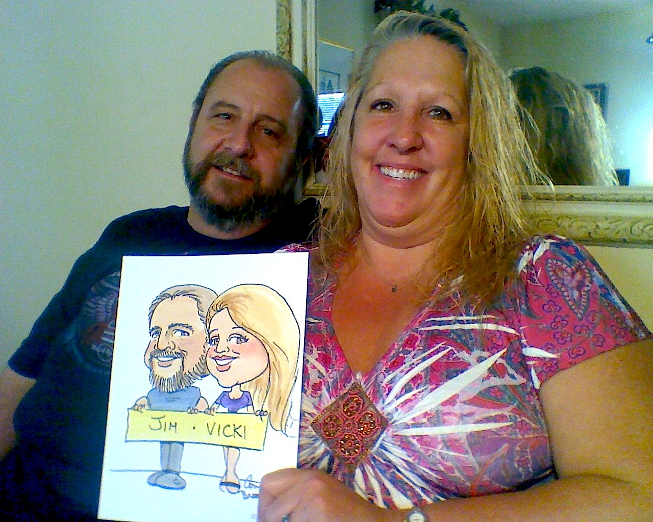 Jim and Vicki's caricature drawing